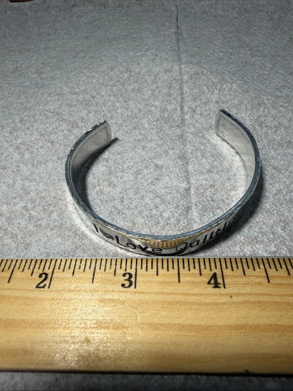 I Love Quilting Silver Tone Cuff Bracelet